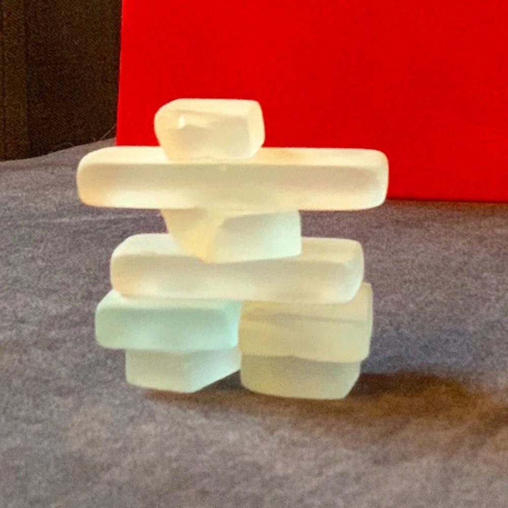 Inukshuk Frosted Glass Figurine NWT